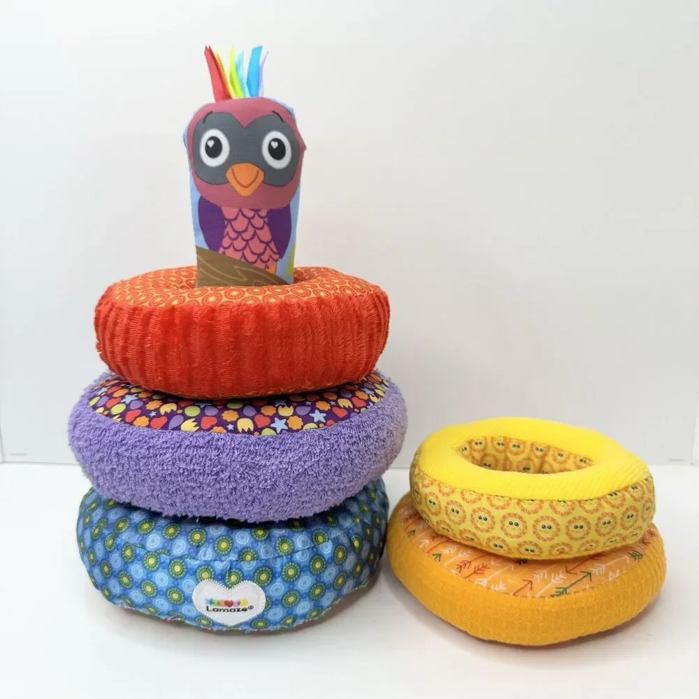 Lamaze Rainbow Stacking Rings Plush Rattle Crinkle Sensory Learning Baby Toy 9